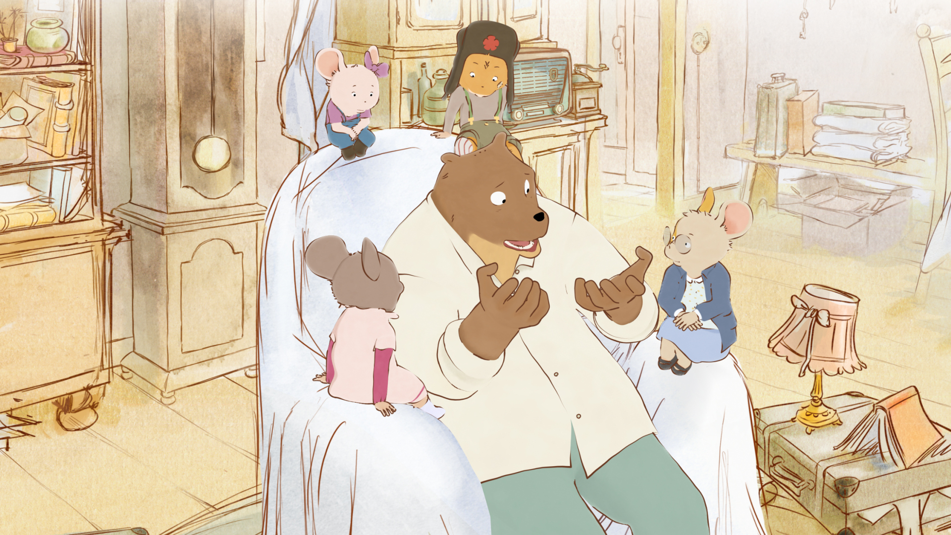 Ernest et Célestine les aventures d'un gros ours marginal et d'une petite souris malicieuse.